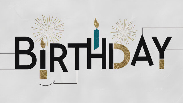 A birthday card with a black and white design, AI