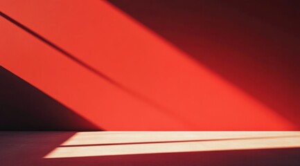 Poster - A striking display of intricate shadows on a vivid red wall, showcasing a bold color contrast that captivates