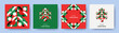 © Tanya Shulga - Christmas Set of greeting cards, posters, holiday covers. Geometric Xmas design with stylized Christmas Tree made of geometric shapes and Christmas pattern in red, green, white colors.
