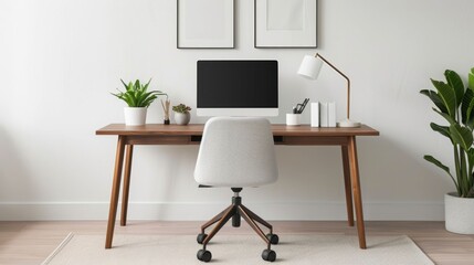 Wall Mural - Sleek and Minimalist Desk Setups Designed to Enhance Productivity Focus and Lifestyle  Featuring Carefully Curated Arrangements of Modern Furniture Accessories and Technology