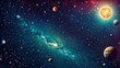 © wisuals - Space Theme Background Full of Stars and Planets with Retro Colors and Elegant Space Background.