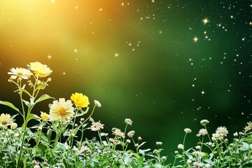 Wall Mural - beautiful fantasy space plants and glowing flowers. extraterrestrial galaxy background with unusual 