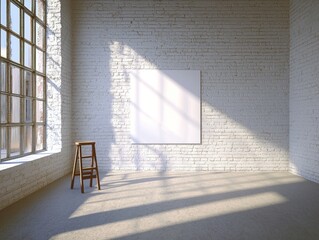 Wall Mural - Large windows, white walls, and a blank canvas create an inviting loft.