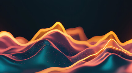 Aufkleber - Predictive data analysis, glowing trend lines and graphs, 3D illustration 