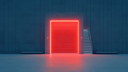 Poster - Safety standards visualization, holographic projections, advanced industrial setting, neon accents 