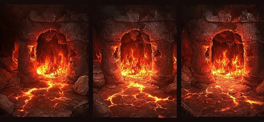 Wall Mural - Mystery fiction evil horror imagination exploration painting magic fantasy hell flames