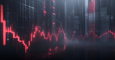 Poster - Graphs and financial data over traffic lights