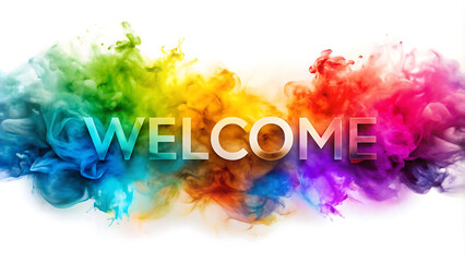 Colorful welcome animation with the word 