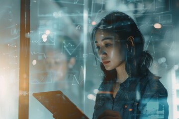 Poster - A person sitting with a tablet computer, possibly reading or browsing