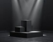 © Vlad - Black Cube Stand: Elegant 3D Rendered Stage with Spot Light for Product Display