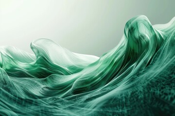 A detailed view of a wavy pattern made from green fabric, great for design and textile projects