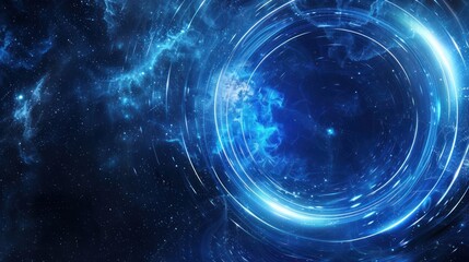 Abstract Blue Space with Glowing Circles