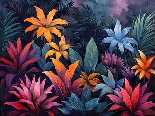 Canvas Print - Tropical Leaves Abstract Art.