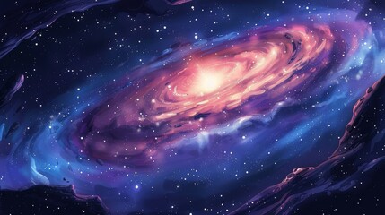 Wall Mural - cartoon vector galaxy with swirling stars and cosmic dust