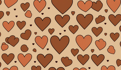 Abstract brown heart valentine love background texture. AI generated.