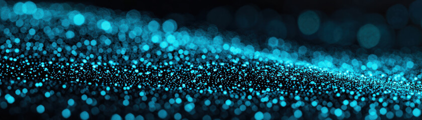 Poster - Glittering blue bokeh lights abstract background. Beautiful festive and elegant shimmering texture suitable for celebration and decoration themes.