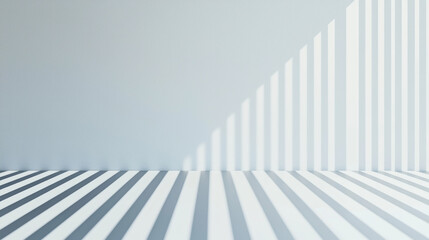Poster - Abstract minimalism with light and shadow creating striped patterns on a white surface. Modern, clean design with geometric lines.