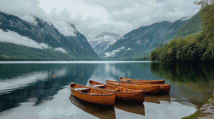 boats at lake louise banff national park