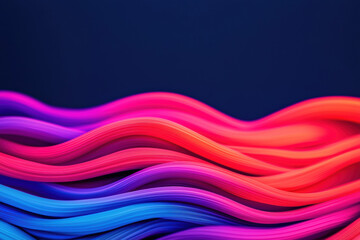 Poster - Vibrant abstract digital waves of color in a dark background. Smooth, flowing lines create a dynamic and energetic visual impact. Ideal for modern designs.