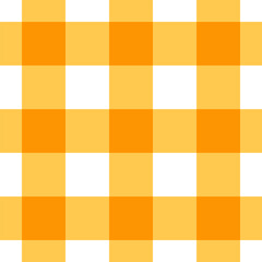 Poster - Colorful plaid seamless pattern. Checkered wallpaper print with geometric lines on a white background. Grid texture. Orange and yellow colors. Vector illustration