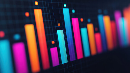 Poster - Colorful Bar Graph: Vibrant data visualization showcasing various statistics in vibrant colors, ideal for presentations or reports on business, finance, or analytics.