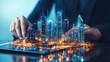 © vetrana - Ai enhanced urban planning  sustainable smart city development with digital tablet design