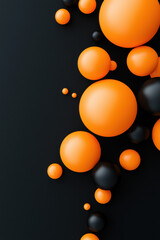 Poster - Modern abstract background with orange and black spheres on a dark surface, ideal for design projects and contemporary art displays.