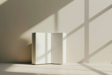 Wall Mural - A small white box sits on the floor near a window, providing a minimalist and modern aesthetic