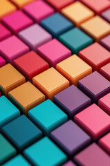Poster - Vibrant  geometric pattern with colorful square blocks arranged in an eye-catching, visually appealing design. Ideal for backgrounds and digital art projects.