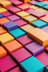 Poster - Vibrant abstract background with colorful  blocks in various shades and sizes, creating a modern and dynamic visual effect.