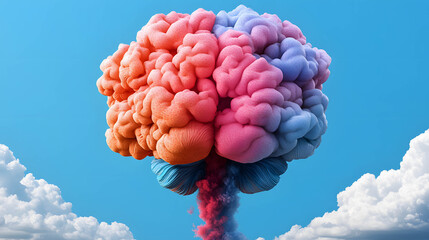 Wall Mural - Wallpaper with an illustration of a brain, representing the balance of emotion and logic in investing, financial and investment psychology concept