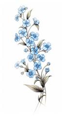 Canvas Print - Delicate Forget-Me-Not Tattoo Art