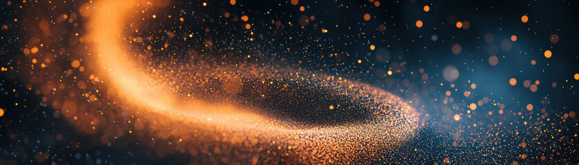 Poster - A stunning abstract background featuring a swirling orange and blue particle wave, creating a dynamic and energetic visual effect.