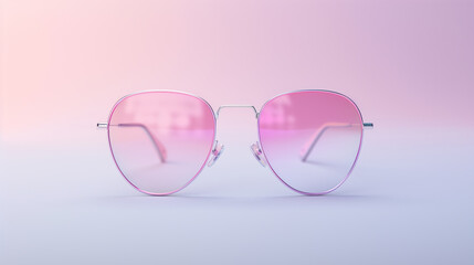 Canvas Print - Elegant aviator sunglasses with pink gradient lenses, presented on a soft pink background, perfect for a chic and sophisticated look.