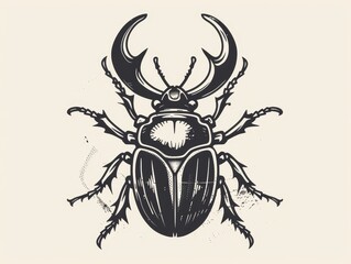 Wall Mural - Stag Beetle Line Illustration