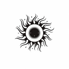 Poster - Black Sun Tattoo Symbol on White