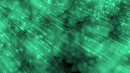 Turquoise color glowing shooting star cloud textured abstract design loop able particles background