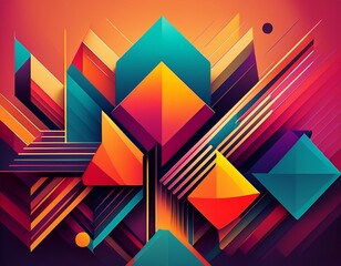 Wall Mural - Abstract Geometric Shapes in Vibrant Colors