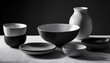 © Verdiana - Black and White Still Life with Ceramic Bowls and Tables