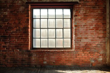 Wall Mural - Brick Interior. Contemporary Red Brick Interior with Window and Creative Design