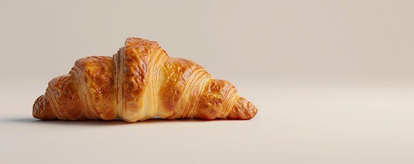 Wall Mural - Freshly baked croissant on white background, 4K hyperrealistic photo