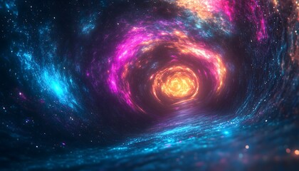 Wall Mural - A beautiful illustration of a cosmic tunnel in various vibrant colors