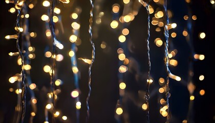 Blurry garland lights diagonal on dark concept or new year holidays design