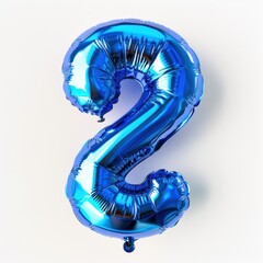 A vibrant blue balloon shaped like the number two adds joy to a festive celebration