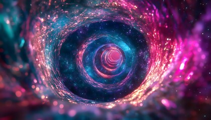 Wall Mural - A vibrant illustration of a multicolored cosmic tunnel