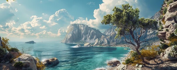 Wall Mural - Scenic view of a coastal landscape, 4K hyperrealistic photo