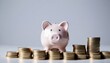 © Fototocam - Piggy bank and stacks of coins. Generative ai. AI