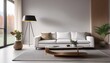 © Verdiana - Modern Minimalist Living Room Interior Design With White Sofa And Floor Lamp