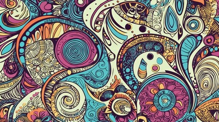 Leinwandbilder - A vibrant collection of swirling patterns and shapes fills the canvas, showcasing a dynamic blend of colors and intricate details
