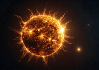 3D illustration of Sun - Solar system set. High quality digital space art in 5K - realistic visualization